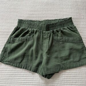 a new day Dark Olive High-Waist Smocked Pocket Shorts
